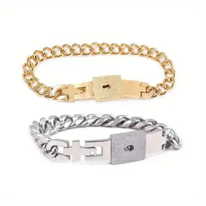 Couples Lock Bracelets Friendship Matching Bracelet Long distance BG GF 2 pieces lock bracelet