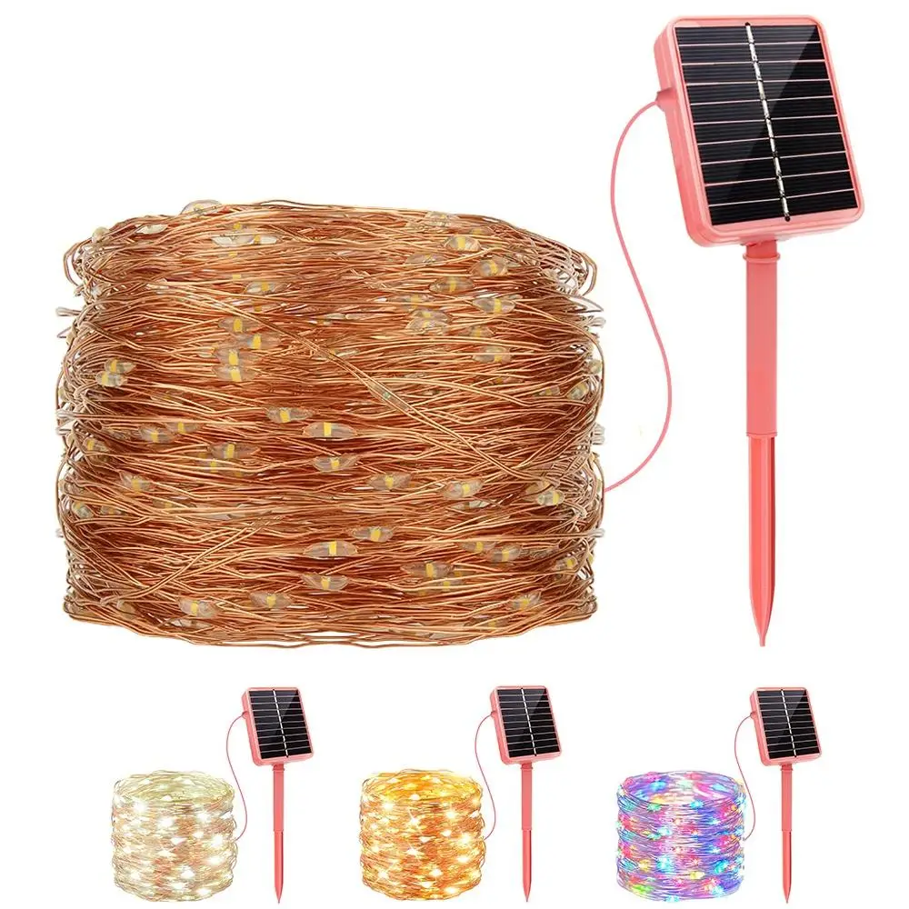 Solar Powered LED Light, 1 Count Outdoor Waterproof Flower Ring Light, Solar Copper Wire Light for Party Festival Garden Decoration