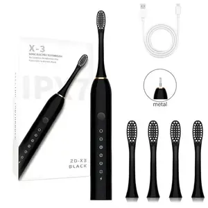 1 Count Electric Toothbrush Set, USB-C Fast Charging, 5 Cleaning Modes, 30-Day Long Battery Life, 40,000 VPM, Equipped with 4 Black Replacement Brush Heads, Perfect for Daily Home Use & Gifting, Protect Your Daily Oral Health