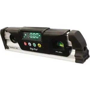 Digi-Pas Magnetic 9-1/2" Long 2 Vial Torpedo Level Aluminum, Black/Silver, 1 Plumb & 1 Level Vial DWL280PRO