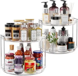 Rotating Spice Rack Turntable for Kitchen Cabinet, Countertop, Bathroom or Dining Table. Spinning Carousel Racks for Counter and Pantry Cabinet Storage