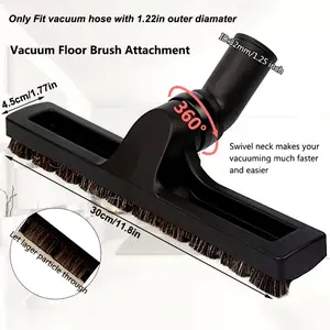 Universal Horsehair Floor Brush Head, 1 1/4" 32mm, Good Water Absorption, Fits Hoover, Eureka, Royal, Dirt Devil, Rainbow Vacuum Cleaners, Includes 32mm to 35mm Adapter, Plastic Material, Attachment