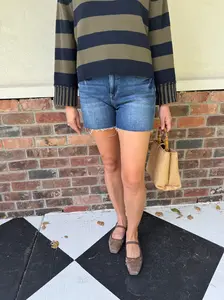 Delilah Dark Wash Mid Rise Denim Shorts