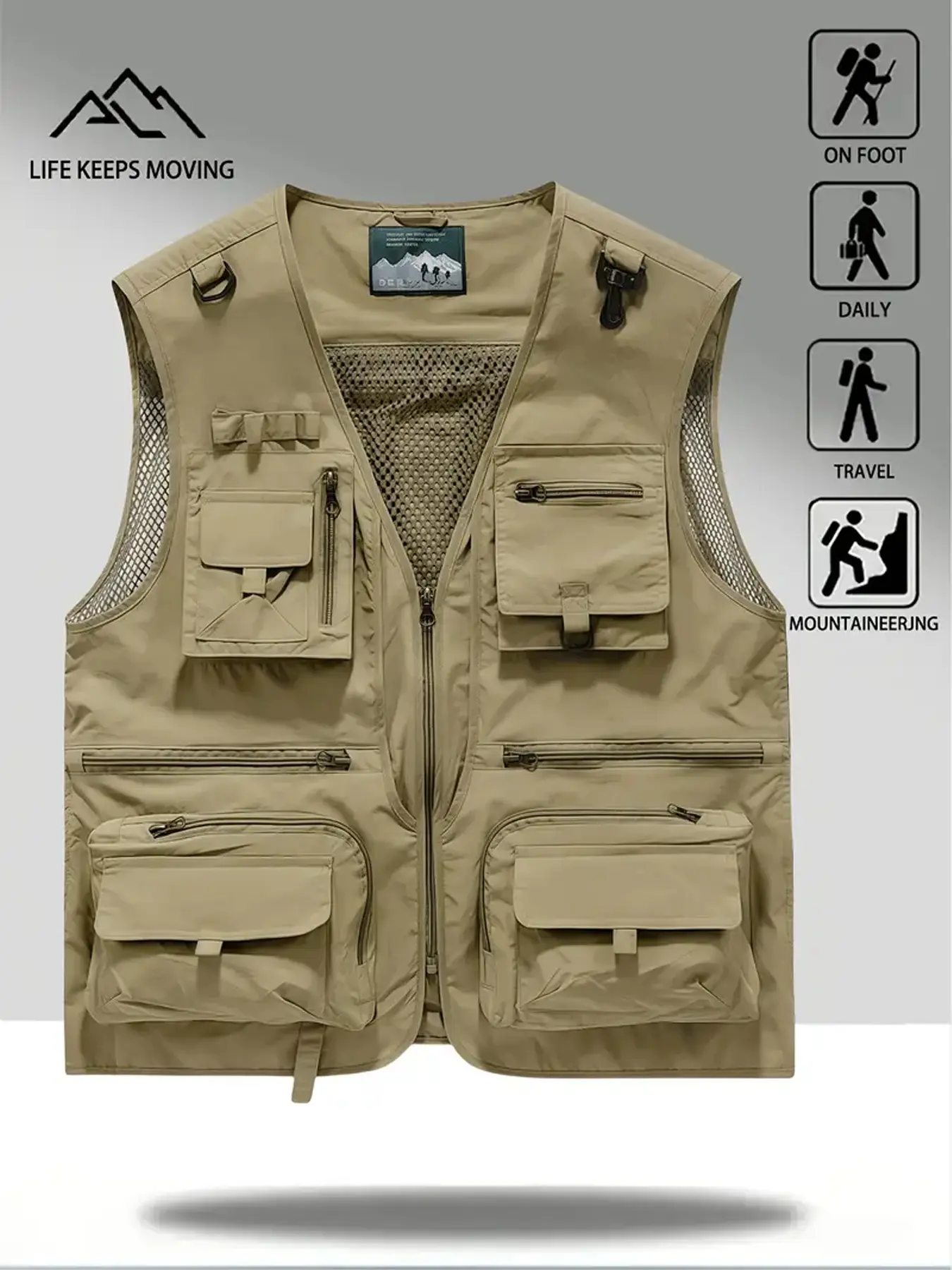 Single Piece Multi-Pocket Large Pocket Fishing Vest Gilet, Outdoor Sports Casual Wear, Hiking Activities, Versatile Clothing
