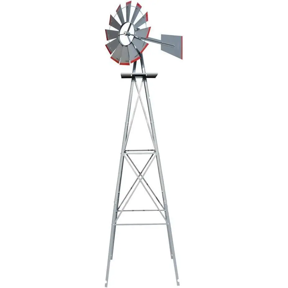 【Summervibes】Ubesgoo 8FT Ornamental Windmill Backyard Garden Decoration Weather Vane, Heavy Duty Metal Wind Mill w/ 4 Legs Design (Grey, 8, Feet, 21.6, Inches, 8.00, Feet, 25.98, Inches, 25.98, Inches)