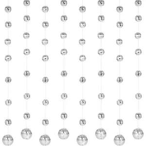 8 count Disco Balls Decoration, Disco Ball Garlands Party Decorations,  Mirror Ball  Strands, Adjustable Spacing Elastic String Disco Ball Banners for Birthday, Wedding, Christmas
