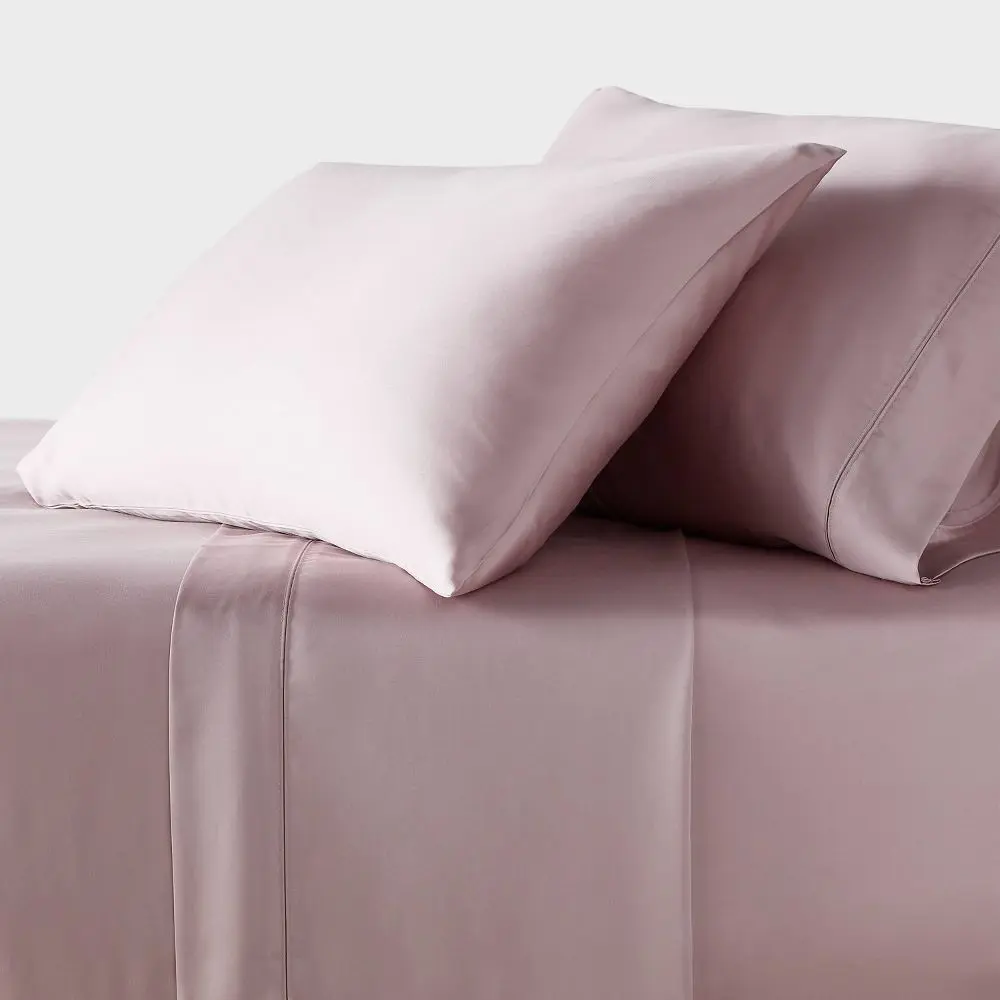 Twin/Twin XL 320 Thread Count Cool TENCEL Lyocell Sheet Set Rose Ash - Threshold: Satin Weave OEKO-TEX Certified