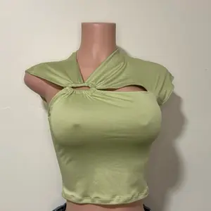 Green Crop Top with Unique Cut-Out