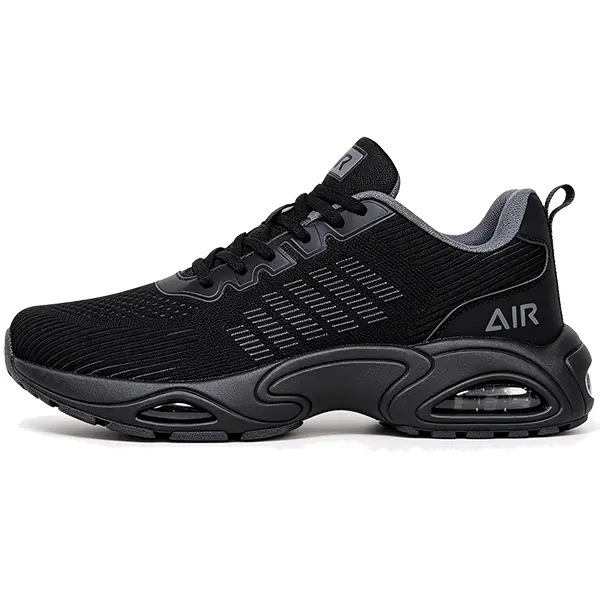 Men's Flyknit Mesh Athleisure Shoes, Lightweight and Breathable Casual Trainers with Shock-Absorbing Air Cushion for Walking, Lightweight Sports Footwear, Braid, Rubber Sole, Lace-Up, Athletic Casual, Outdoor Wear, Shock-Absorbent, All Seasons, Low Top, S