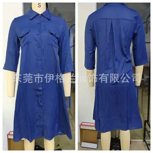 2026 Hot-Selling Popular Design Loose-Fit European and American Denim Plus-Size Women's Slim-Fit Dress with Three-Quarter Sleeves