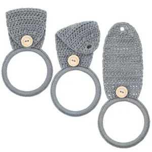 3 Pieces Crochet Dish Towel Holder Hanging Hand Towels Ring Towel Holder for Kitchen Towels with Loop Bathroom Towel Hanger for Housewarming