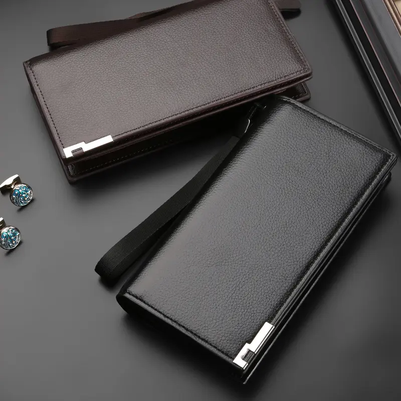 Men's Long Leather Business Wallet, Slim RFID Blocking Zipper Pouch with Multiple Card Holder Slots, Business Style Wallet, Rfid Blocking Wallets