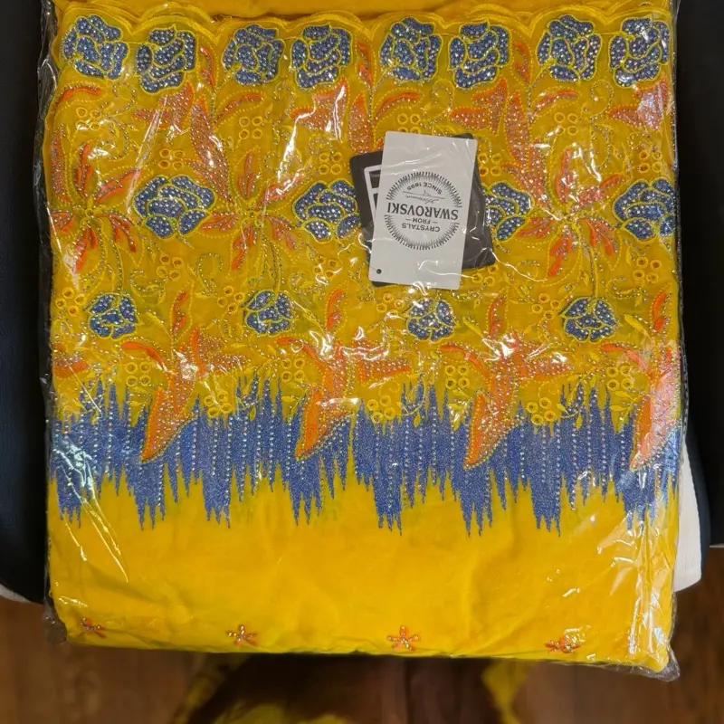 Voile lace cotton yellow color