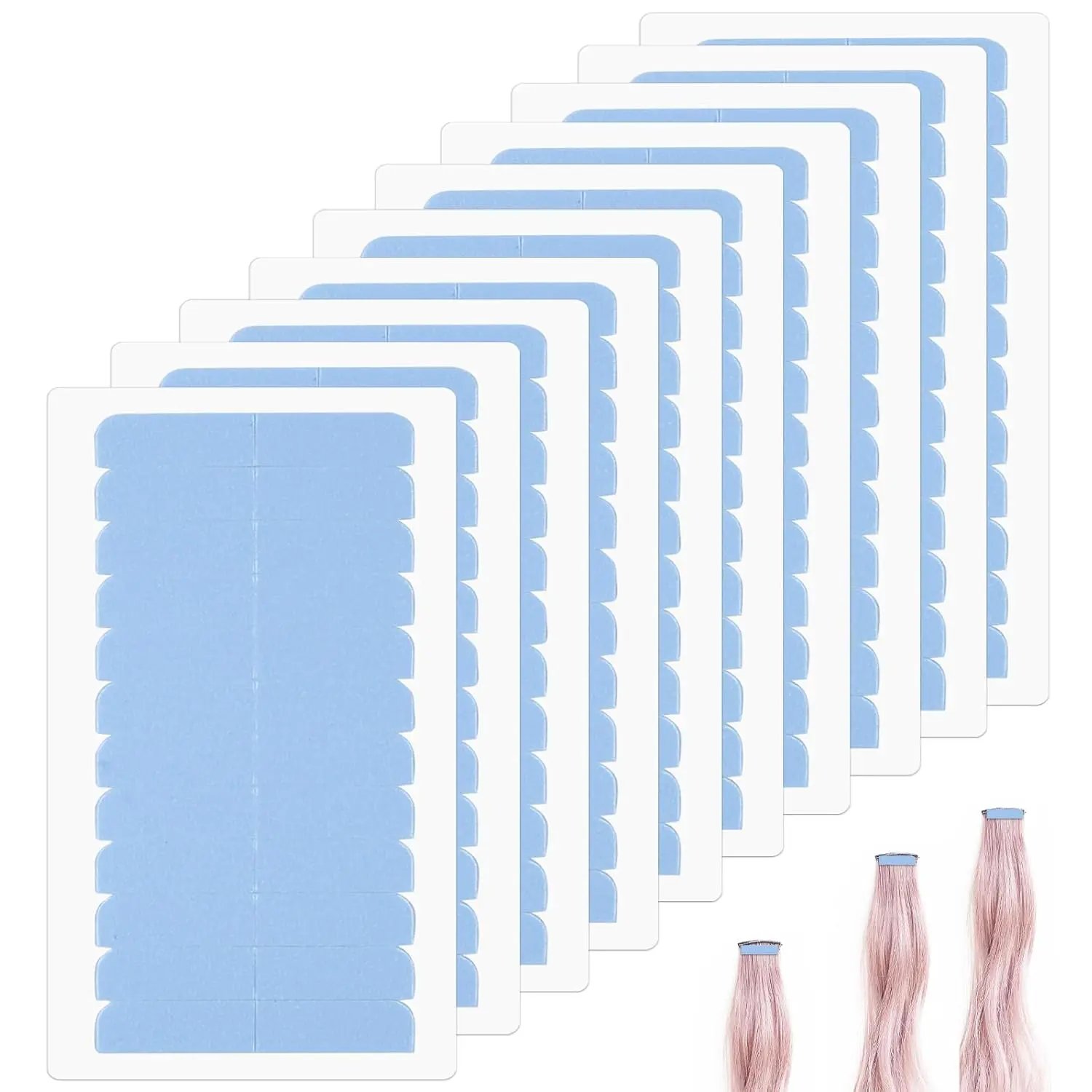 120 count Hair Extension Tape Double Sided Hair Tape, Adhesive Replacement Tape for Hair Extensions, Human Hair Tape Tabs Tape in Tape Extension Replacement Wig Tape, Wig Tape Beauty Tools(Blue)