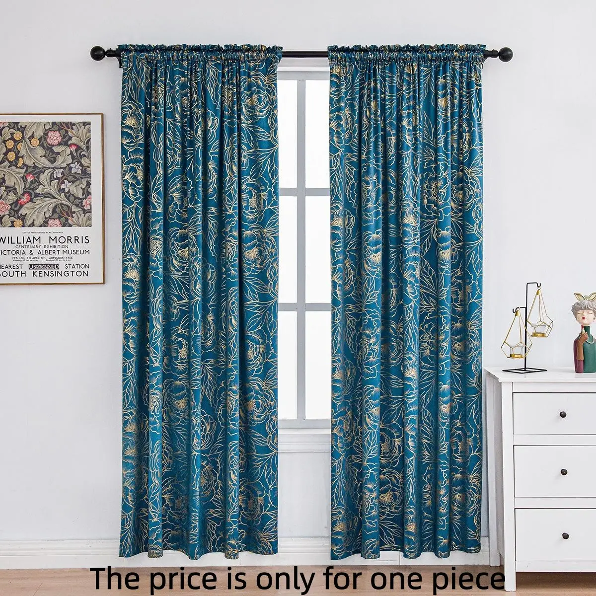 1PC French Luxury Vintage Full Light Blocking Gold Foil Faux Fur Curtain, Insulation Dustproof, Bedroom Balcony Living Room Finished Curtains