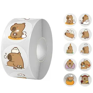 4/1Rolls Cute Capybara Sticker Waterproof Durable Graffiti Aesthetic Decorative Luggage Laptop Cup Phone Diary Book Kids Stickers  baby shower party gift 2026 happy new year party packs