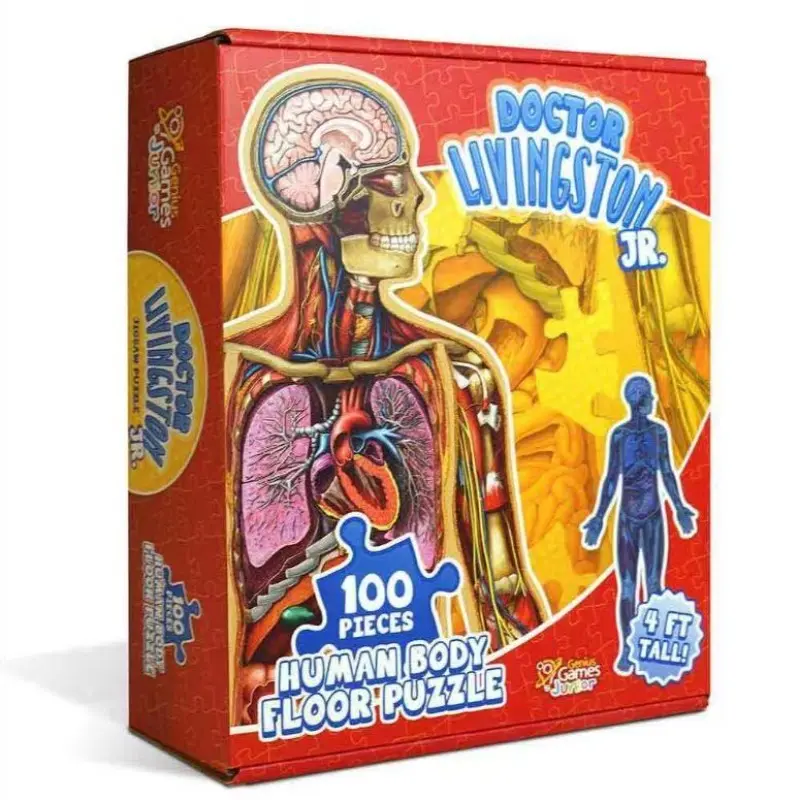 100-Piece Human Anatomy Floor Puzzle Set, Durable 4-Foot Large Size Educational Toy for Kids Learning Biology & Anatomy