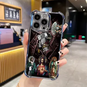 St. Jude Pattern Shockproof Phone Case For iPhone 17/16/15/14/13 Pro Max Plus Electroplating luxury transparent four corner anti drop and shockproof phone case 301