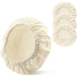 4 Piece Reusable Sourdough Jar Cover Linen Cloth Bowl Covers Sourdough Starter Jar Cover Unbleached Elastic Sourdoughes Starter Container Washable Container Lid 3-4 Inch Jars Mouth Leak Proof Lids Kitchen