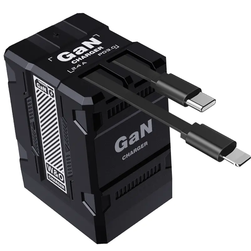 (Not for sale) GaN Fast Charger, Block with Type-C & Lightning Cable, Fast Charging Power Adapter, Portable Adapter iPhone Smartphone Electronic, Wall Charger, Travel & Home Essential, Folding Charging
