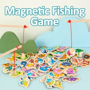 Wooden Fishing Toy for Kids, Toddler Pretend Play, Educational Baby Development Brain Teaser, Early Learning Wooden Fish Game, Fun Toy