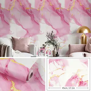 Marble Texture Self-Adhesive Wallpaper Roll, Romantic Luxurious Style Wall Paper, Waterproof Peel-And-Stick, Home Decor, Living Room Bedroom,Valentine's Day