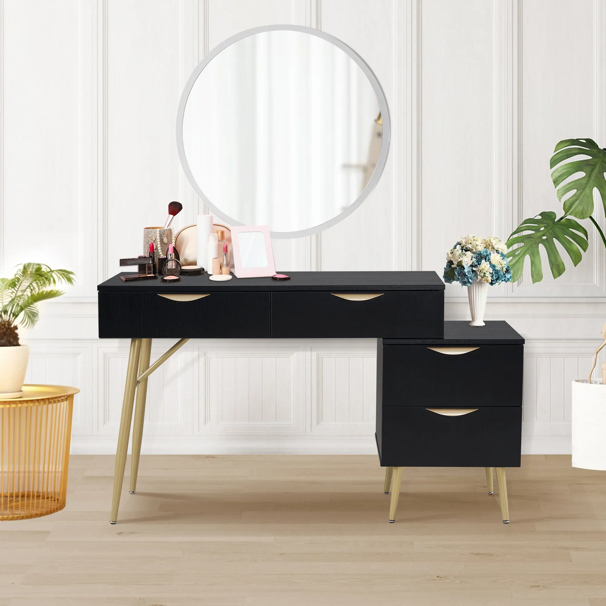 BarberPub Modern Salon Storage Desk - Commercial Salon Furniture for Hair Stylists with Drawers for Organization (Model 3174)