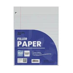 College-Ruled Filler Paper - White Loose-leaf, Fits Standard 3-Ring Binder, 150 Sheets