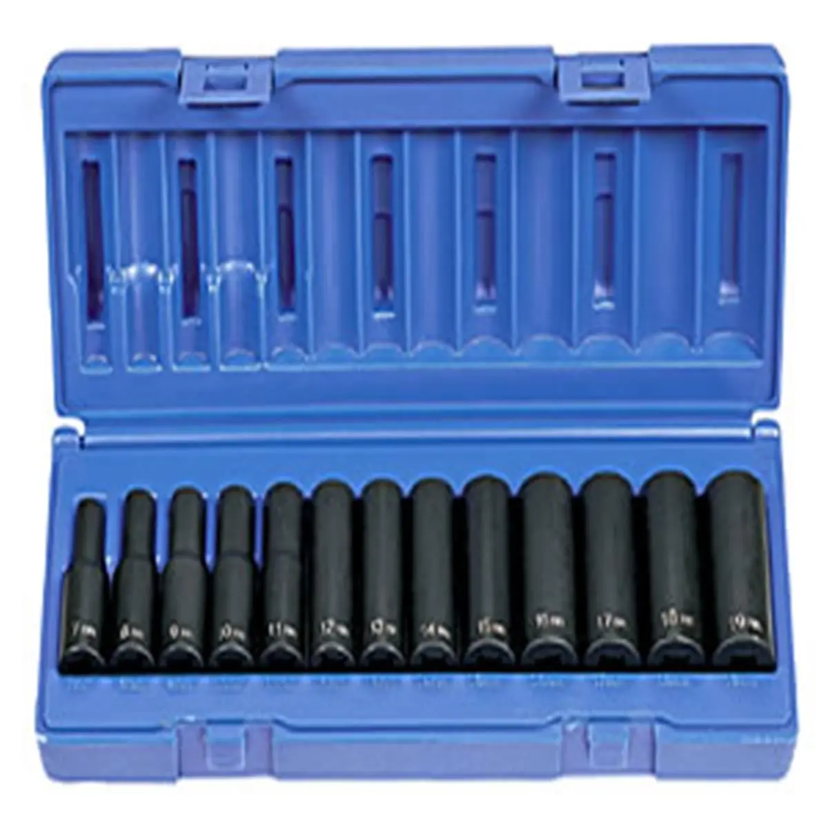 Grey Pneumatic GRY1213MD Impact Socket Set, 13-Piece 0.38" Drive Deep-Length Metric Set, Chromium-Molybdenum & Alloy Steel Construction, Easier Access to Tight Areas, Increased Strength, Reduces Wear