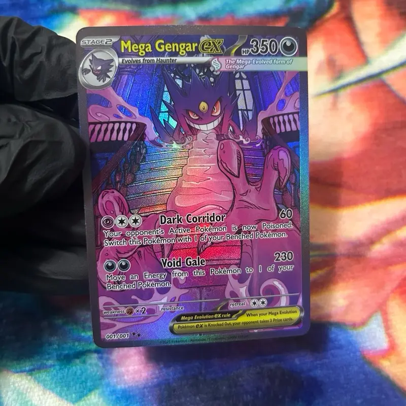 Mega Gengar Custom Card | Holo Finish Textured | Charizard Venasaur Blastoise Pikachu | Fan Art Card