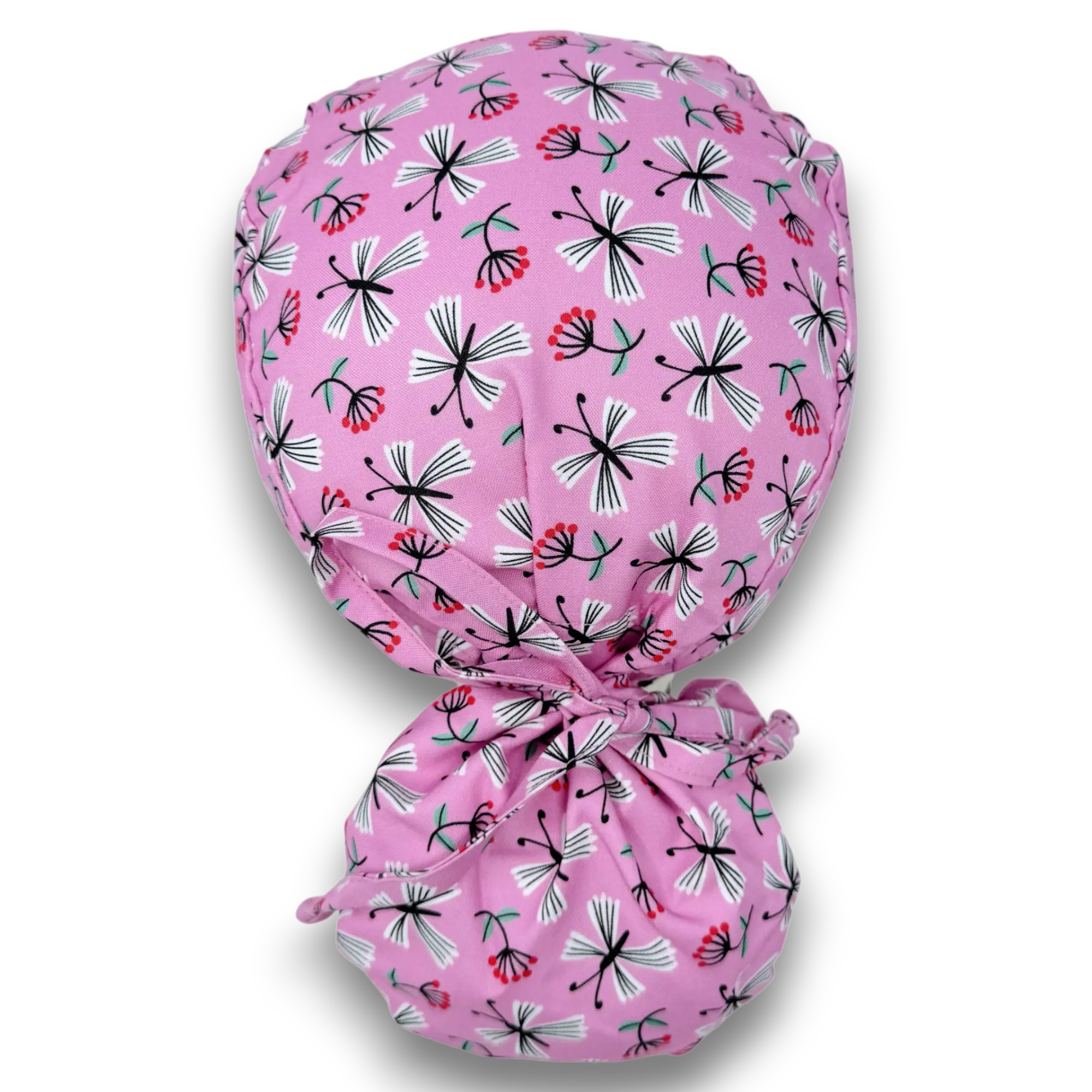Charmingly Cheerful Ponytail scrub cap, Surgical cap women. Satin Lined Option Surgical cap with ponytail. sparkling  bonnet