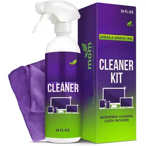 Cleaner Spray and Microfiber Cloth 16oz  Cleaner Spray and Wipe for TV, Laptop, Computer, Phone, iPad,   Cleaning Kit  Cleaner Spray