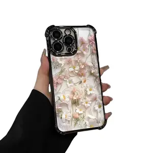 Oil painting sun flower Pattern Four-corner drop-proof TPU phone case for iPhone17 16 15 14 Pro Max 13 12 11 XR XS Plus shockproof full camera protection durable slim silicone case mobile phone case