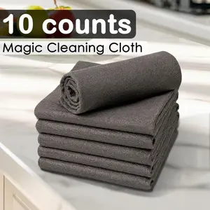 10 Counts Thickened Magic Cleaning Cloth, Microfiber Streak Free Cloth, Lint Free Microfiber, Reuseable Magic Fiber Towels Rags, Cleaning cloths with multipurpose use, miracle cloths for glass, kitchen and vehicle windows, Household Cleaning Supplies