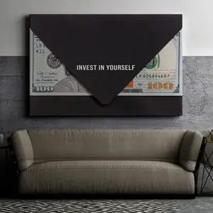 Success Envelope - Money Canvas, Motivational Wallart, Money Print, Money Art, Rubberband Money, 100 Dollar Bill, Blue Art, Daily Motivation