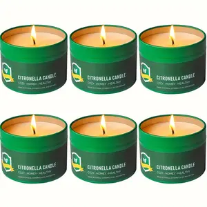 6-Pack Long-Lasting Citronella Candles - Up to 150 Hours Burn Time - Perfect for Outdoor Parties, Camping, and Patio Ambiance Decor Round Freshener Decoration