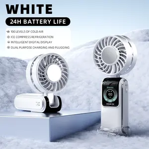 Portable Neck Fan Air Conditioner, 3rd Gen Ice Semiconductor Cooling Fan, Handheld Personal Mini AC with Digital Display, 6 Speed, USB Rechargeable, Low Noise, for Outdoor, Camping, Travel, Face Cooling, Summer Heatwave Relief