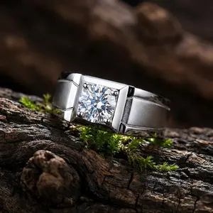 The Zenith: Men's Modern Sandblasted & Polished Solitaire Ring