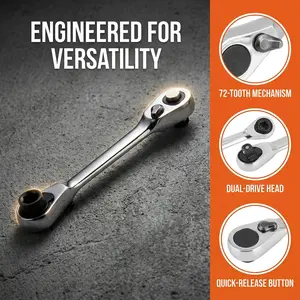 72-Tooth Mini Ratchet Wrench 1/4" Drive Double Head, 5 °   Swing Tight Space Tool, Compact Socket Wrench for Auto Repair Bike DIY EDC