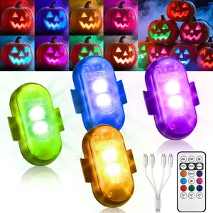 [Wholesale] 4 PCS RGB strobe lights, wireless flash warning lights, suitable for bicycles, cars, toys, multi-functional decorative lights (includes 2 lamp beads)