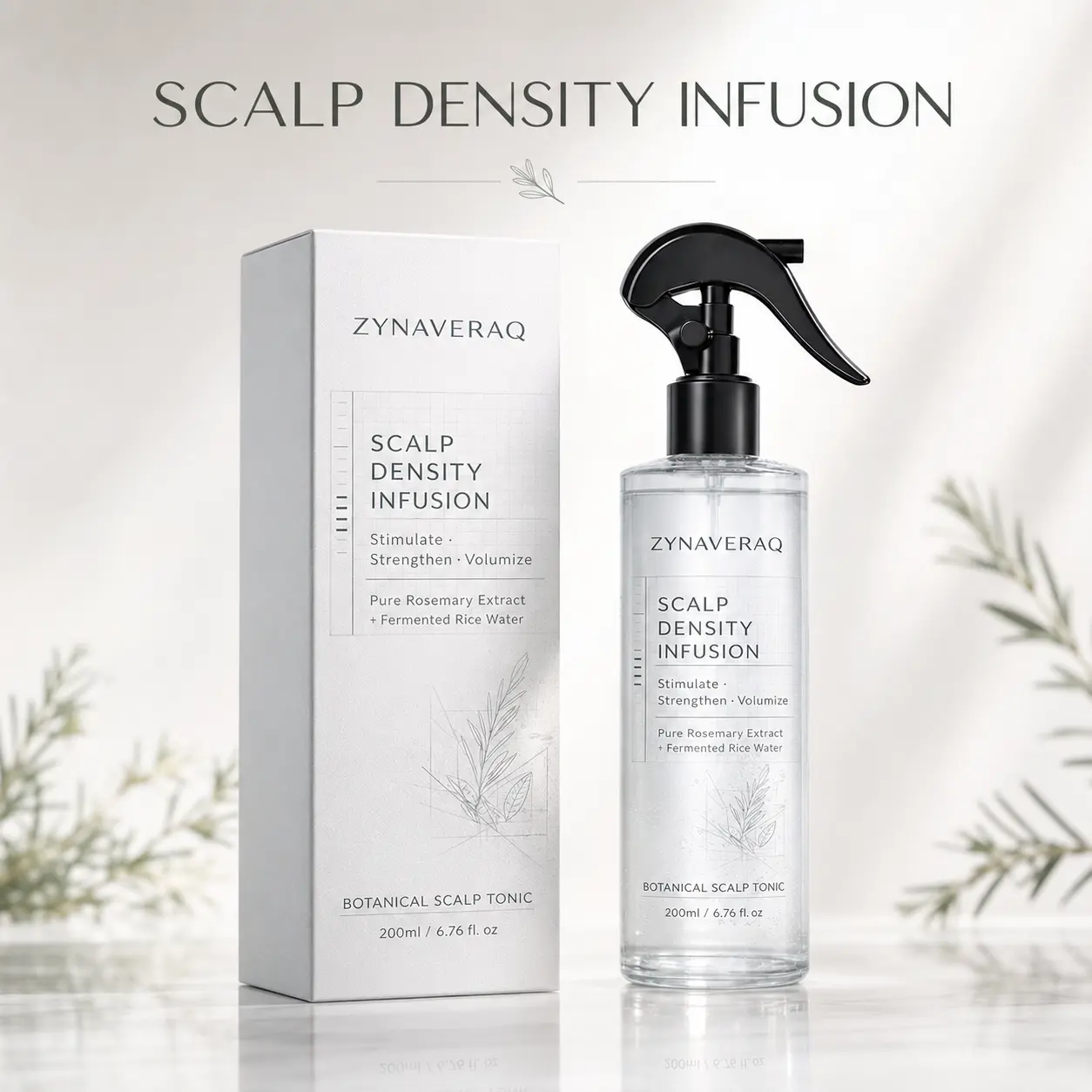 Scalp Density Infusion Rosemary & Fermented Rice Water Leave In Scalp Tonic Lightweight Volumizing Root Hair Spray for Daily Scalp Care 200ml