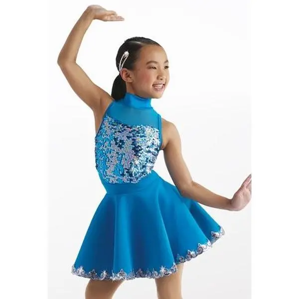 Pre-Owned Costume Weissman  15453 Medium Adult Turquoise Embroidery Jazz Tap  Sequin