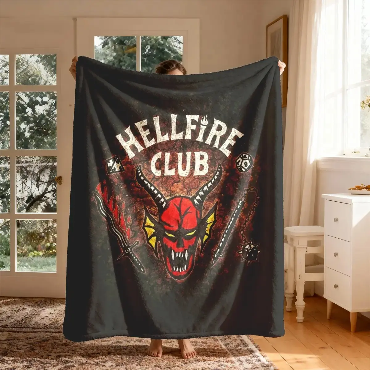 Hellfire Club Dark Emblem, Large Size, Soft Lightweight Warm, All Season Blanket, Soft Blanket Throw, Blanket for Couch, Perfect for Bed Sofa Office Camping Travel, Christmas Gift, Lightweight Cozy Blanket