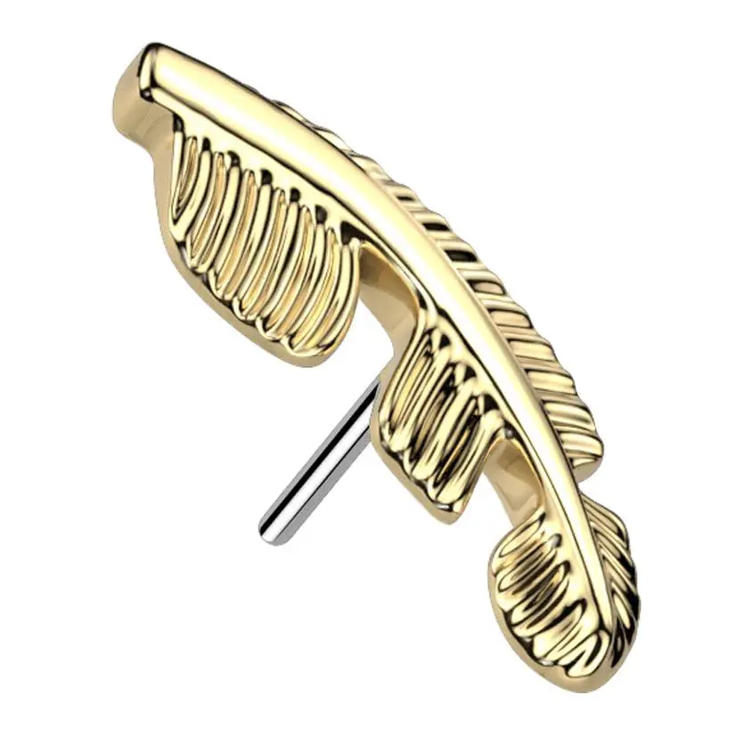 Gold PVD Feather Threadless Titanium Top