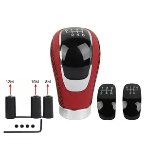 Leather Red Gear Knob Car Gear Shift Universal Shifter Gear Stick Shift Knob Lever Manual Transmission Accessories