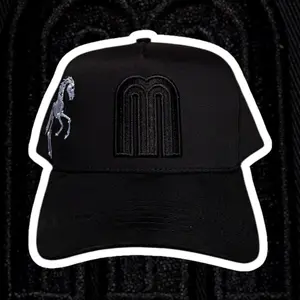 Mexico M Skelly Premium Black Suede Snapback Limited Edition Hat with Horse Embroidery Silk Interior Adjustable Fit