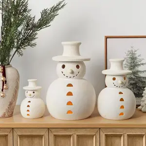 Terracotta Snowman Christmas Display Table, Retro Style Resin Material, Festive Decoration, Table Souvenir, Holiday Decor, Home Decor Ornament