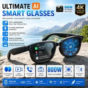 AI Smart Glasses with 8MP Camera, HD Video Recording & Wireless Calls, Real-Time Translation & AI Object Recognition, Bluetooth Audio Glasses with Music Playback & Touch Control for Travel & Outdoor