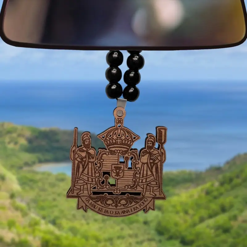 Hawaii COA Ornament - 1/4 Inch Thick Wood Cherry Hickory Mahogany Unfinished 4-4.5 Inches Long Side Stylish Accessory
