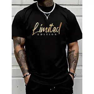 Men'S Cotton T-Shirt with "Limited Edition" Graphic - Geometric Pattern, Lightweight & Comfortable, Machine Washable, Regular Fit, Everyday Tee |   Geometric Pattern Top |   Lightweight Tshirt Casual Crewneck